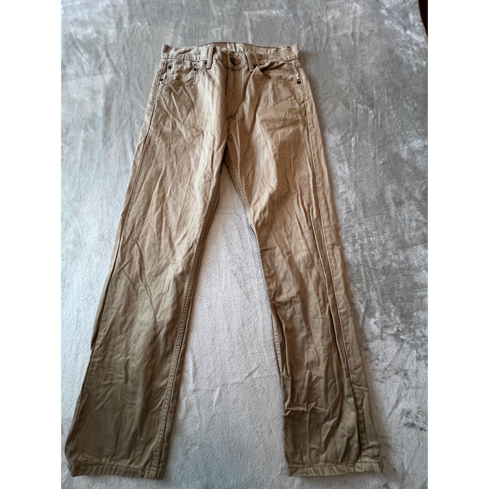 Levi's 505 Regular Fit Straight Leg Pants Mens 33x32 Tan Khaki